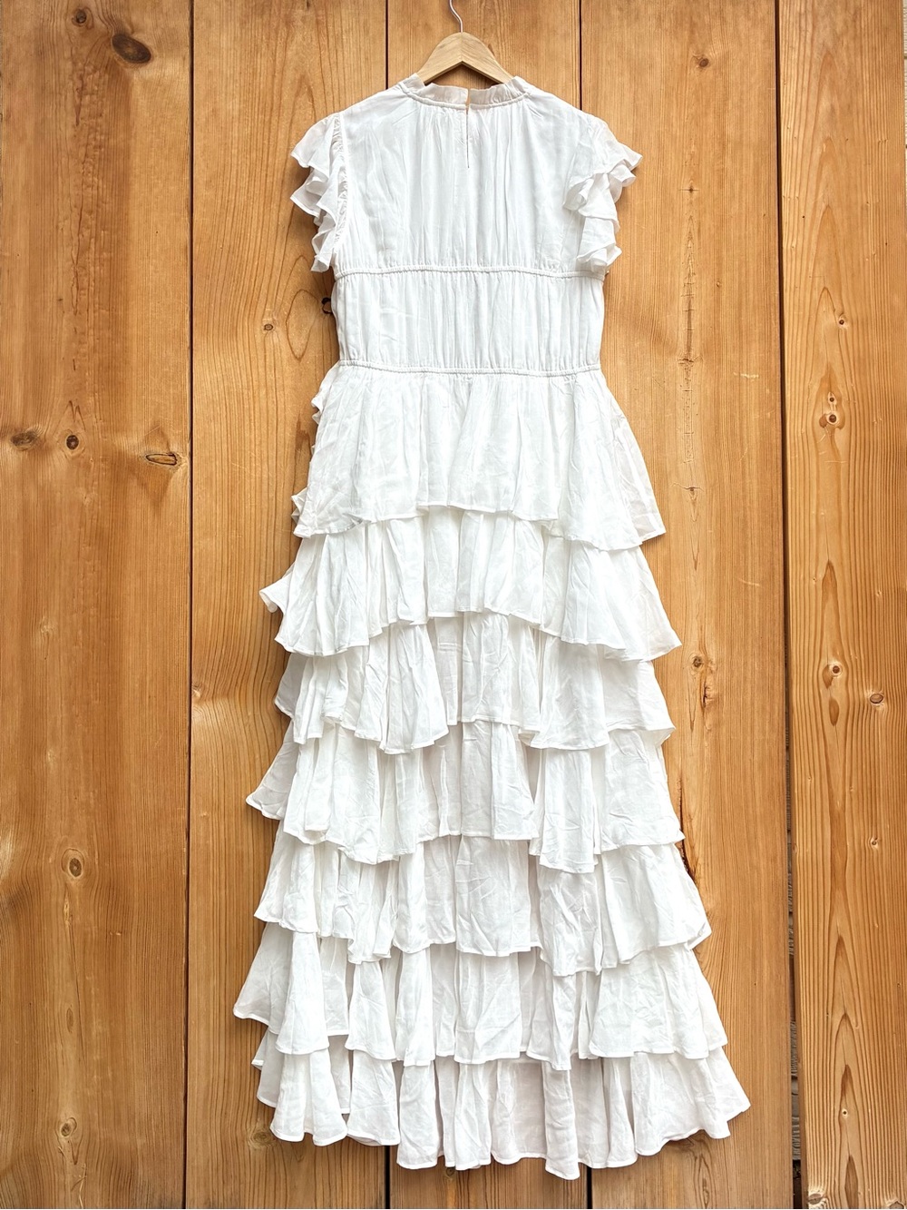 AllSaints Shaela Tiered Ruffle High-Low Maxi Dress Sz 8 - Picture 11 of 11